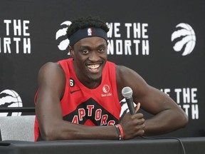 Toronto Raptors forward Pascal Siakim speaks to the media about the upcoming season on Monday September 26, 2022.