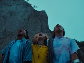 The new film Soft follows three queer adolescents as they run amok in Toronto. A love letter to friendship, the film from director/writer Joseph Amenta stars (l-r) Harlow Joy as Otis, Matteus Lunot as Julien and Zion Matheson as Tony.