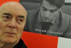 Ian Wallace poses with his art January 11, 2012 in Vancouver.