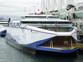 Fast ferries in 2003 just before being hauled away from Vancouver.