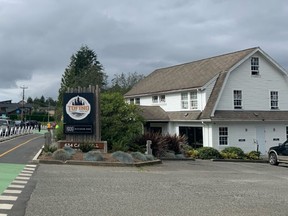 The outside of the Tofino Resort and Marina, which is partly owned by former Vancouver Canucks Willie Mitchell and Dan Hamhuis, on Sept. 15, 2022. A high-profile fishing tournament and concert series at the resort was cancelled earlier this week.