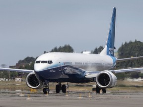 A Boeing 737 MAX 10 airliner taxis in Seattle on June 18, 2021. WestJet has announced it will take its current purchase order for 23 of the 737-10s to 65 with an option to purchase another 22.