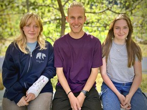 Cortes Island youth Rose Goulet and Seren Anderson (left and right) and German international student Igor Bachmann (centre) attend a new and unique high-school program in the ferry-dependent community this fall.
