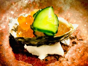 An oyster dish from Itosugi Kappo Cuisine on West Broadway in Vancouver. Photo: Mia Stainsby.