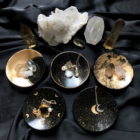 Celestial moon ring dishes by Etsy seller The Flow Design.