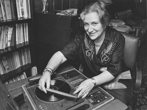 Ethnomusicologist Ida Halpern seen here with her audio recorder, c. 1960.