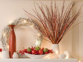 Clean and elegant, colorful stems make holiday decorating easy.