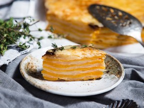 Butternut squash and Yukon gold potato gratin.