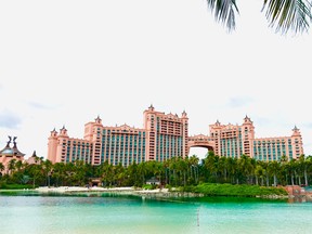 The iconic Royal Towers and bridge at Atlantis Resort.