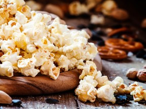 Popcorn, pretzels and nuts are a great starting point for a party snack.