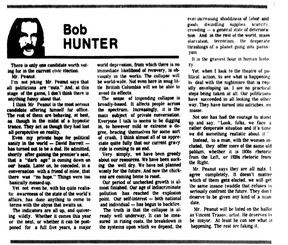 Columnist Bob Hunter on Mr. Peanut in the Nov. 18, 1974 Vancouver Sun. Hunter left the Sun to become one of the founders of Greenpeace.