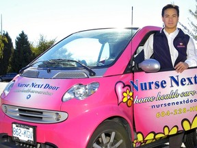 Nurse Next Door founder Ken Sim poses with one of the senior care company's distinctive colourful vehicles.