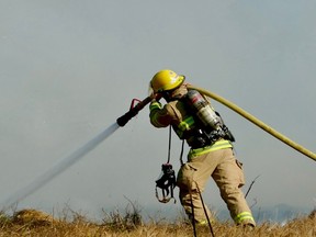 Firefighters put out a blaze on No. 5 Road near Williams Road in Richmond. Photo courtesy of Craig Sherlock.