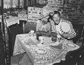 The flamboyant Frank Baker with a friend in his restaurant, Aug. 27, 1968. Dan Scott/Vancouver Sun.