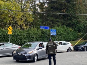 Quebec police set up roadblocks and searched cars after shootings near a resort in Estérel on Friday, Oct. 7, 2022.