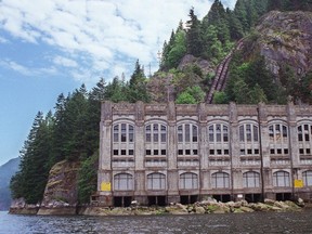 The newer of the two Buntzen powerhouses sits along the steep face of the eastern shore of Indian Arm.