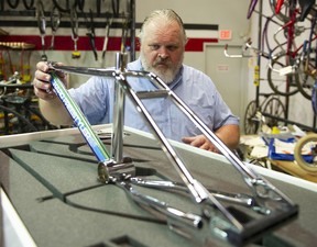 Grant Hobbis checks out a Haro Free Styler 30th Anniversary bike frame, which is still in the box.  Only 500 were made;  it is number 177.