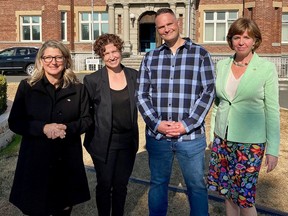 From left: Agriculture Minister Lana Popham; Jennifer Duff, CEO of B.C. Mental Health and Substance Use Services; James Pelland; and Minister of Mental Health and Addiction Sheila Malcolmson.