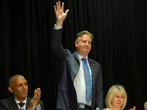 Kennedy Stewart is introduced at a mayoral debate at the Jewish Community Centre in Vancouver, BC, October 3, 2022.