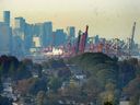 Hazy skies can be seen in Vancouver on Sunday, October 16, 2022.