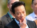 Mayor-elect Ken Sim meets the media following his win over Kennedy Stewart, in Vancouver on Oct. 17.