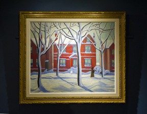 Lawren Stewart Harris paints House in the Ward, Winter, City Painting at the Heffel Gallery in Vancouver.