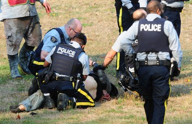 Burnaby RCMP have one person in custody after an incident on Canada Way in Burnaby on Oct. 18, 2022.