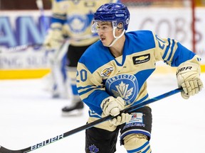 Josh Nadeau, the Penticton Vees winger who's duelling with linemate and little brother Bradly for the BCHL scoring title. Photo: Garrett James.