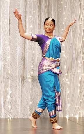 Vidya Kotamraju performs a classical Indian dance during a Diwali celebration at the Roundhouse Community Centre in Vancouver on Sunday.