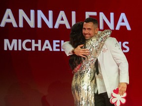 Michael Robbins, executive chef and owner of Annalena, gets congratulations on the one-star Michelin Guide status for his restaurant at the Michelin Guide awards in Vancouver last week.