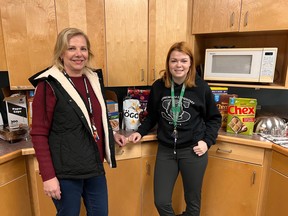 Educational assistant Cheryl Brownlee (left) and child and youth care worker Dannika McAllister at Springwood Elementary in Parksville. The school is in need of food to help to feed their children. Photo: Rachel Leach