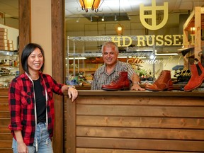 Jennifer Lo (at left) and David of HD Russell Boots & Shoes.