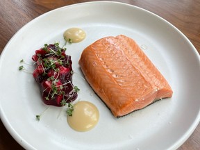 B.C. salmon with B.C. apples, cranberry and honey relish.