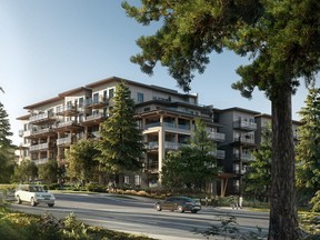 An artist’s rendering depicts Anthem’s 6.25-acre master-planned Baden Park community, east of the Seymour River in North Vancouver.