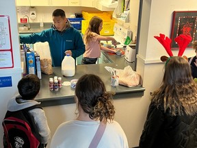 Josh Grossgardt, a Child, Youth and Family Support worker at Ladysmith Intermediate, wants to add more nourishment to the breakfast he's serving.at school. Photo: Laura King.