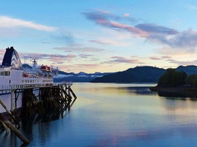 BC Ferries dock at Skidegate. A 2017 Fisheries Scientific Report identified the Greater Kaamano Sound and Hecate Strait and Queen Charlotte Sound regions in the waters between the Haida Gwaii and Kitimat Fjord systems as important habitat for whale recovery. rice field.