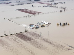 An aerial view of flooding in Abbotsford on Nov. 23, 2021.