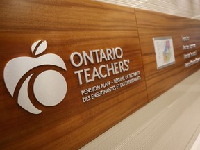The Ontario Teachers' Pension Plan Board office, in Toronto, Sept. 28, 2021.