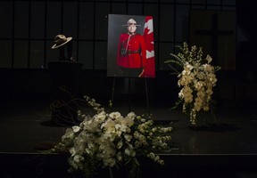 Several dozen people attend a live-broadcast memorial service for RCMP Const. Shaelyn Yang at Willingdon Church in Burnaby, BC Wednesday, November 2, 2022. The main memorial for Yang was being held simultaneously in Richmond, BC. Yang was killed while on-duty October 18 in Burnaby. (Photo by Jason Payne/ PNG)