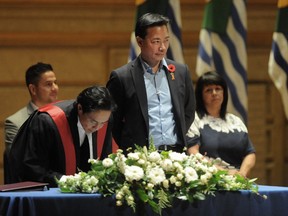 Vancouver Mayor Ken Sim at Monday's inauguration ceremony. (NICK PROCAYLO/PNG)