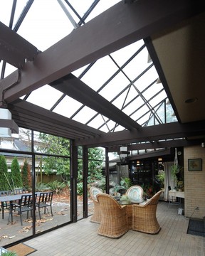 An enclosed atrium.