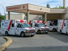 Ambulances at the existing Cowichan District Hospital in 2018.