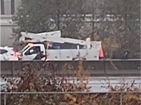 A screenshot of the unfolding police incident in Coquitlam on Tuesday afternoon. (R Kang/ Submitted)