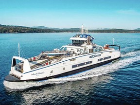 The B.C. Ferries vessel Island K’ulut’a, one of the six existing Island class ferries, travels between Port McNeill and Sointula.