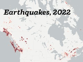 There were over 5,600 earthquakes in Canada in 2022, including roughly 2,500 in B.C. alone.