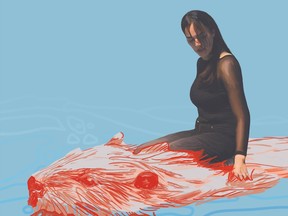 Okinum is a production starring Émilie Monnet trying to rconnect with her Anishinaabe ancestry and language presented by Productions Oniska and Touchstone Theatre at the 2023 PuSh Fesitval of International Performing Arts.