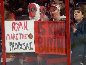 OTTAWA - Nov 8, 2022 - Ryan Reynolds fans attending an Ottawa Senators game at the Canadian Tire Centre in Ottawa.