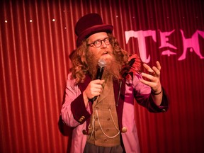 Ben Caplan plays the Wanderer in Old Stock: A Refugee Love Story, which runs until Dec. 11 at the SFU Goldcorp Centre for the Arts. Photo: Stoo Metz Photography