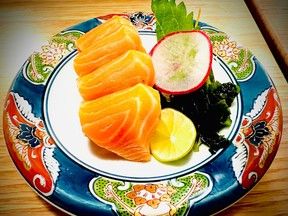 Salmon sashimi from Sushi Hil, on Main St. in Vancouver.
