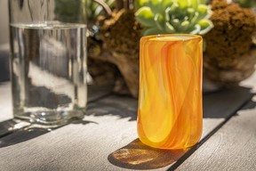 Hand-blown glassware by Etsy seller Maria Ida Designs.
